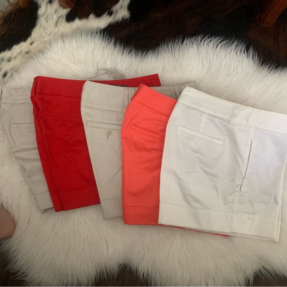 Express Red, Cream, White, and Coral Bermuda Shorts Casual Cotton Blend